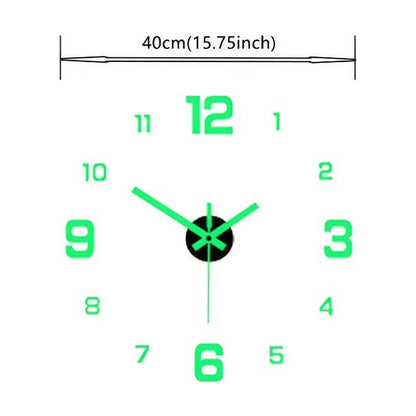 3D Luminous DIY Wall Clock Creative Design Mirror Surface Wall Decorative Sticker Watches