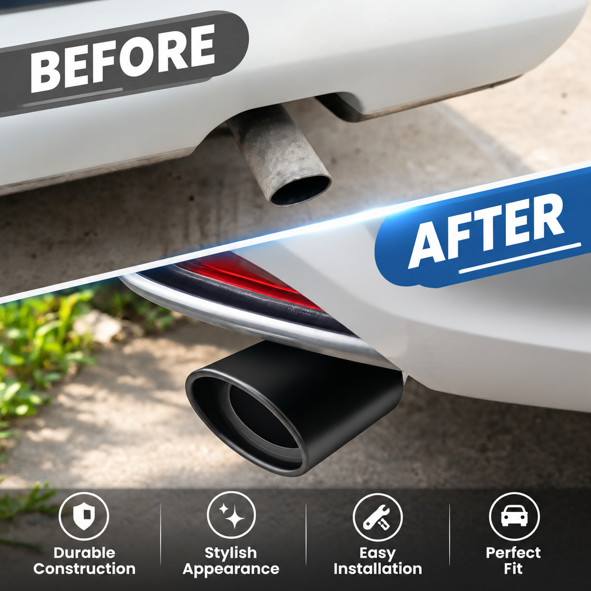 Universal Stainless Steel Car Exhaust Muffler Tip Trim Decor