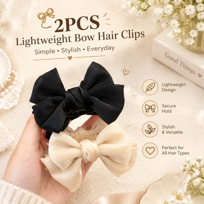 Women's & Girls' 2-Pack Lightweight Butterfly Bow Claw Hair Clips
