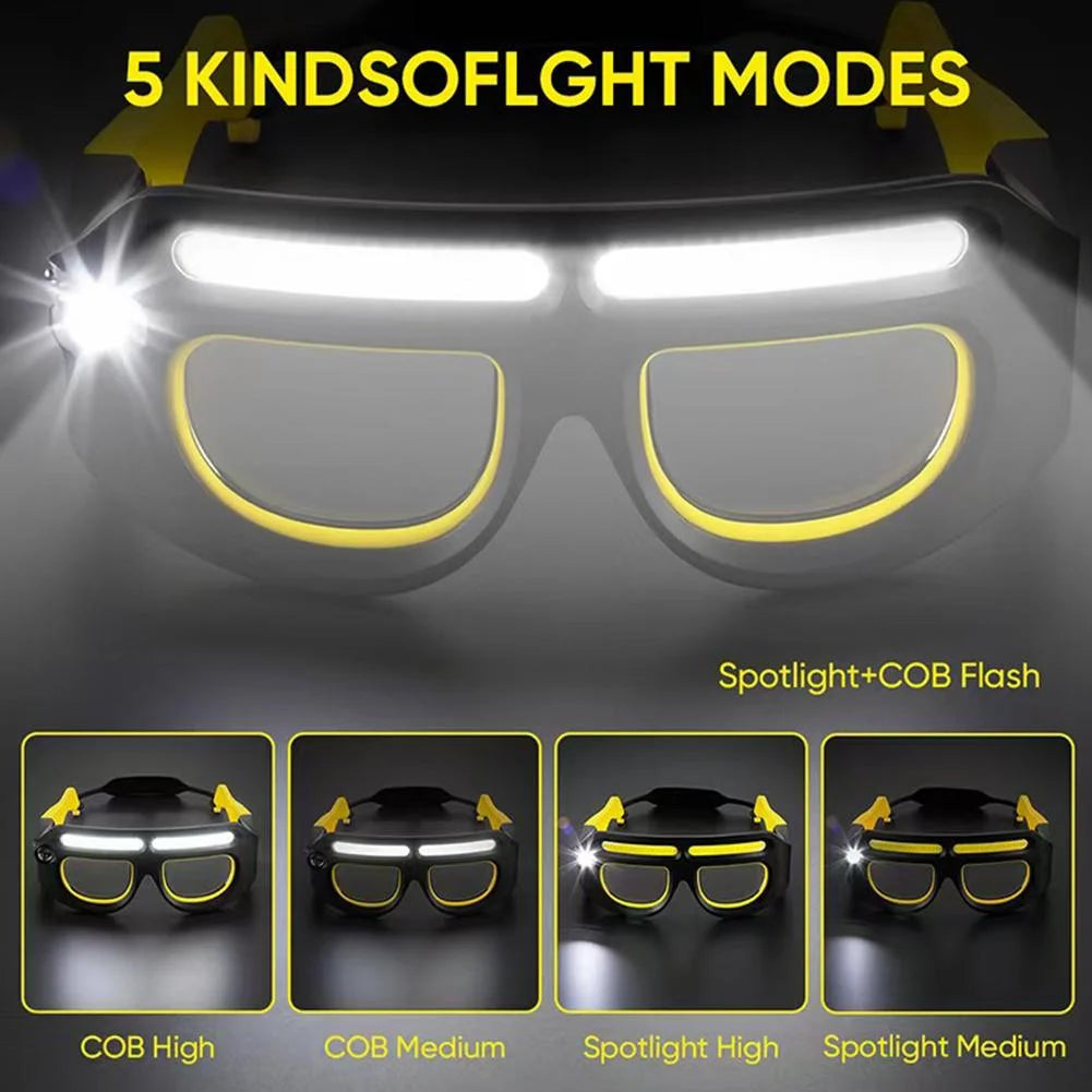 Rechargeable LED Safety Glasses Headlights,Detachable Sunglasses