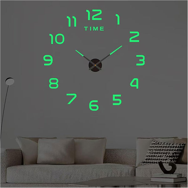 3D Luminous DIY Wall Clock Creative Design Mirror Surface Wall Decorative Sticker Watches