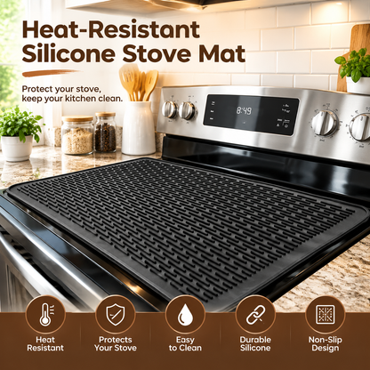 Heat-Resistant Silicone Stove Cover Mat & Utensils – Non-Slip Protector