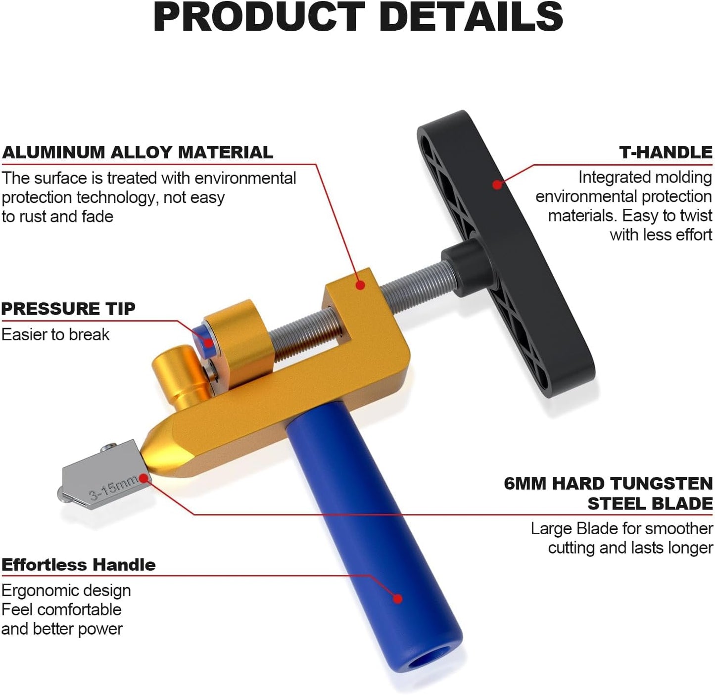 2 in 1 Aluminum Alloy Manual Tile Glass Cutter Tool Kit