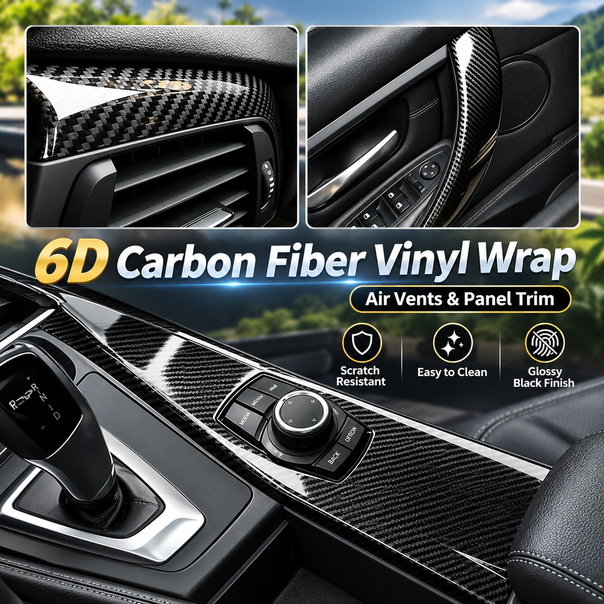 6D Gloss Carbon Fiber Vinyl Wrap Film