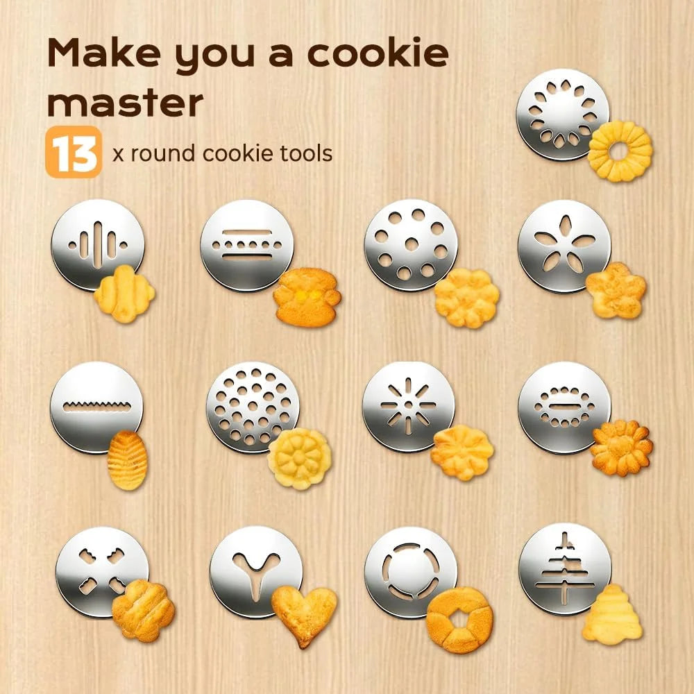 Cookie Press Kit with 8 Icing Tips and 13 Cookie Discs