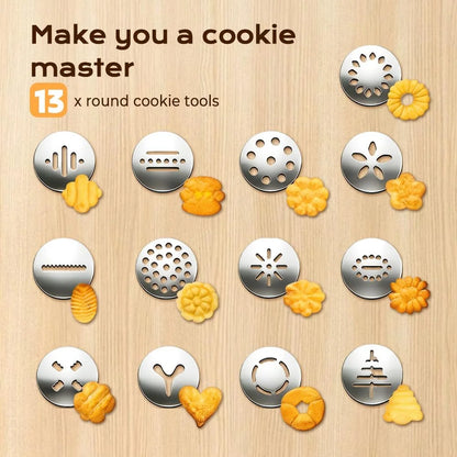 Cookie Press Kit with 8 Icing Tips and 13 Cookie Discs