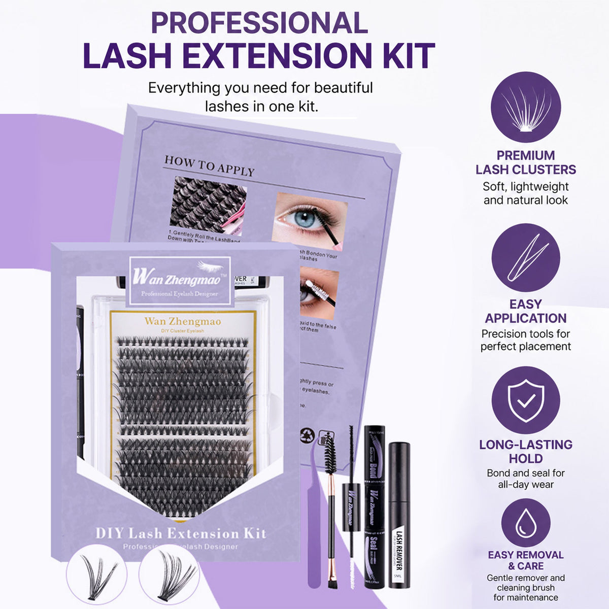 Lash Comfortable Eyelash Extension Set T30-40MIX Individual with Bond and Seal Waterproof Remover