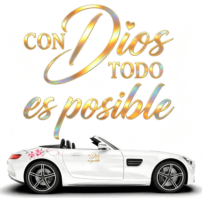 5PCS/SET Con Dios Todo Es Posible Spanish Inspirational Faith Decal Cute Durable Vinyl Sticker