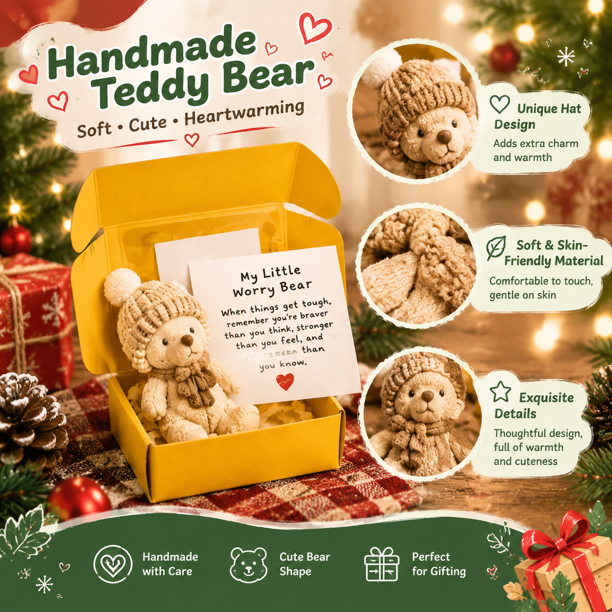 4-Piece Handmade Teddy Bear Set