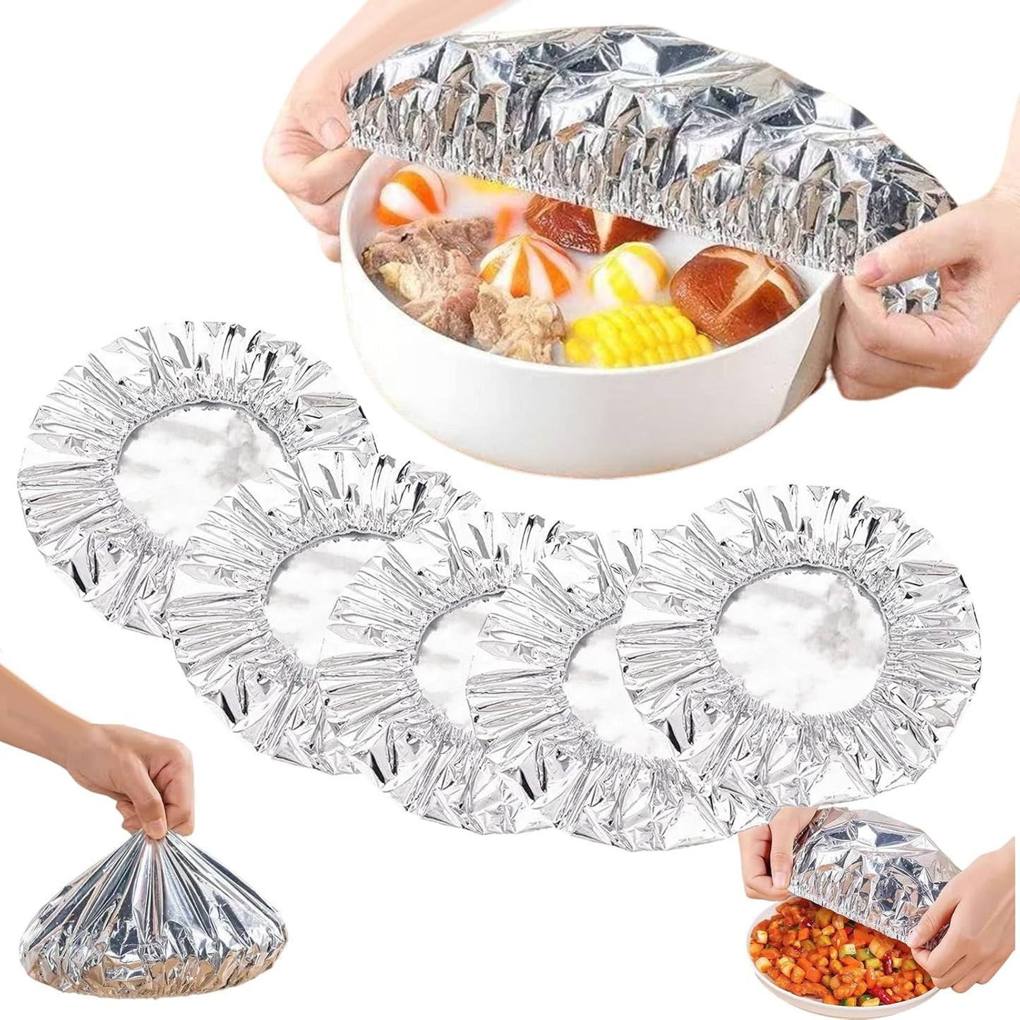 50 Pcs Reusable Aluminum Foil Food Covers Thermal Insulation