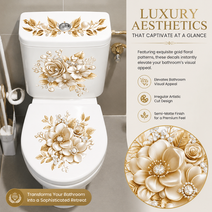 3-Piece Bathroom Toilet Sticker Set, PVC Self-Adhesive Decorative Decals