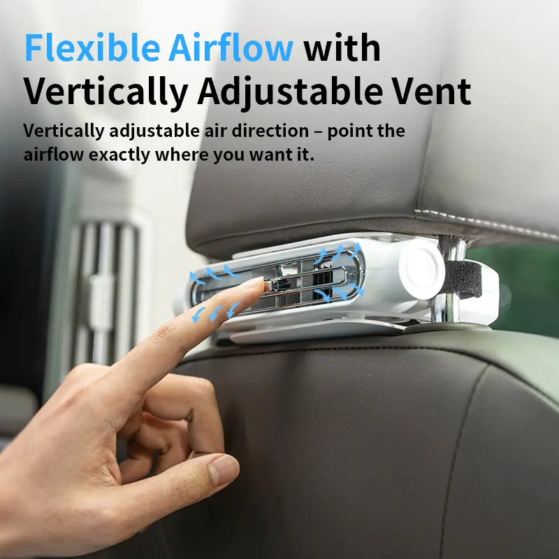 Mini Portable USB Backseat Cooling Fan Quiet Headrest Neck Fan
