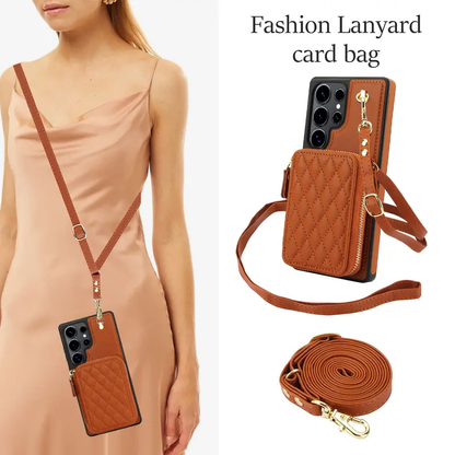 RFID Blocking Wallet Case for Samsung Galaxy S Series – PU Leather Crossbody with Wrist Strap & Kickstand