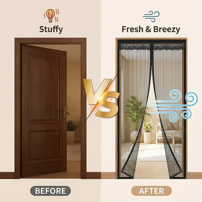 Summer Anti-Mosquito Door Curtain — Fine-Mesh Magnetic Soft Screen Door