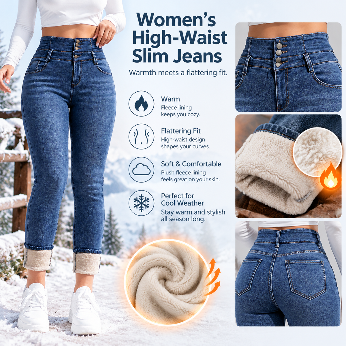 Women's Fleece-Lined High-Waisted Slim