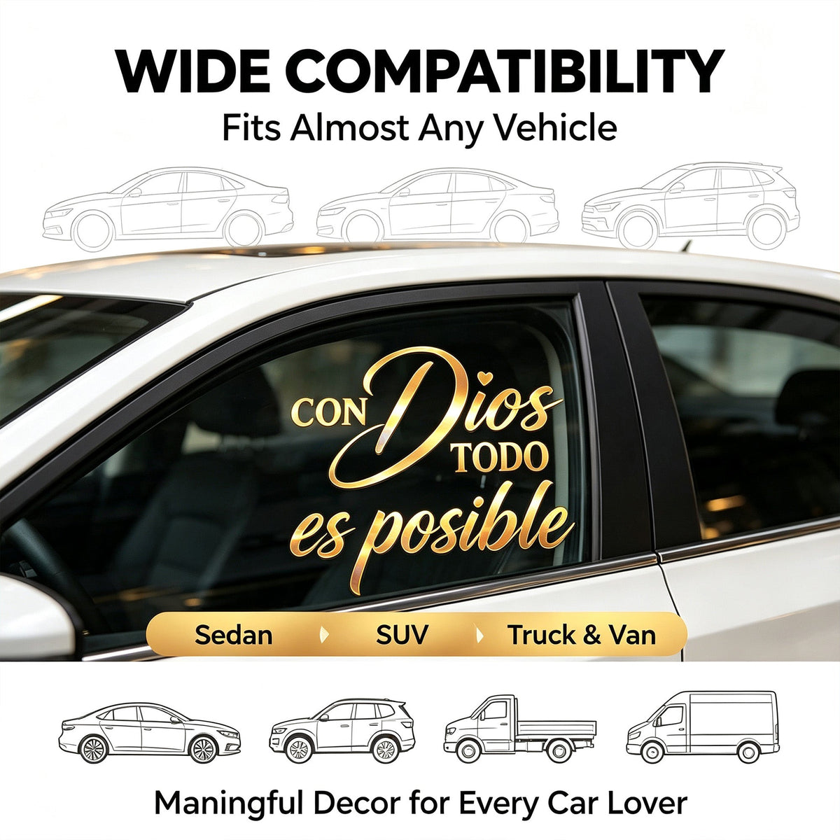 5PCS/SET Con Dios Todo Es Posible Spanish Inspirational Faith Decal Cute Durable Vinyl Sticker