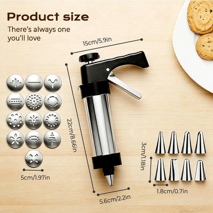 Cookie Press Kit with 8 Icing Tips and 13 Cookie Discs