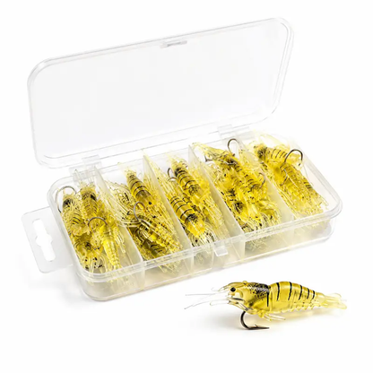30Pcs Shrimp Simulation Soft, 2In Gulp Prawn Lure Bait Hook Tackle Bass Fishing Lures