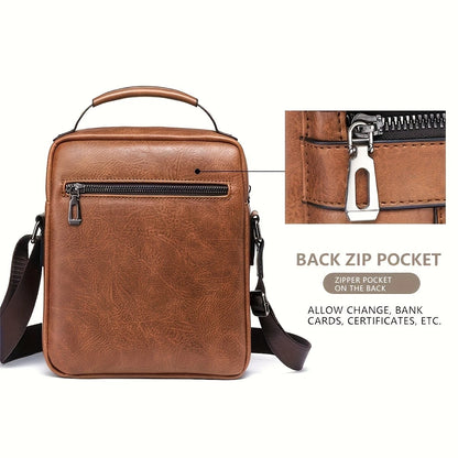 Small Leather Messenger Shoulder Crossbody Bag  Travel Office Business
