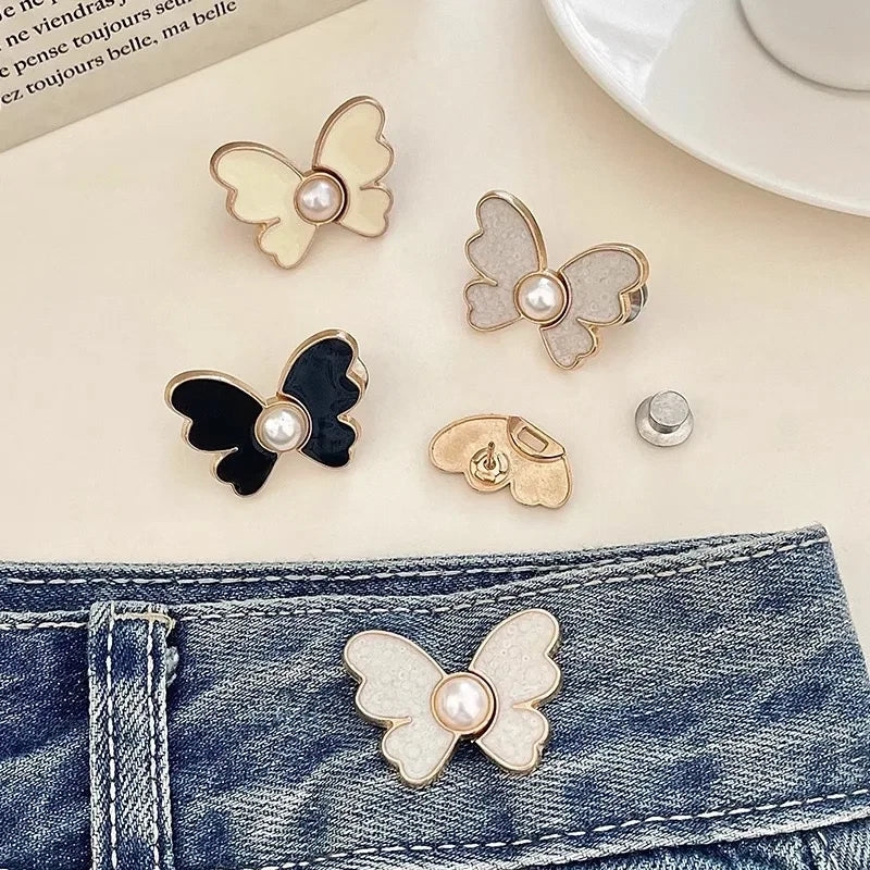 Adjustable Butterfly Jeans Button Clips for Waist Tightening and Snap Adjustment