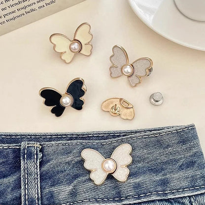 Adjustable Butterfly Jeans Button Clips for Waist Tightening and Snap Adjustment
