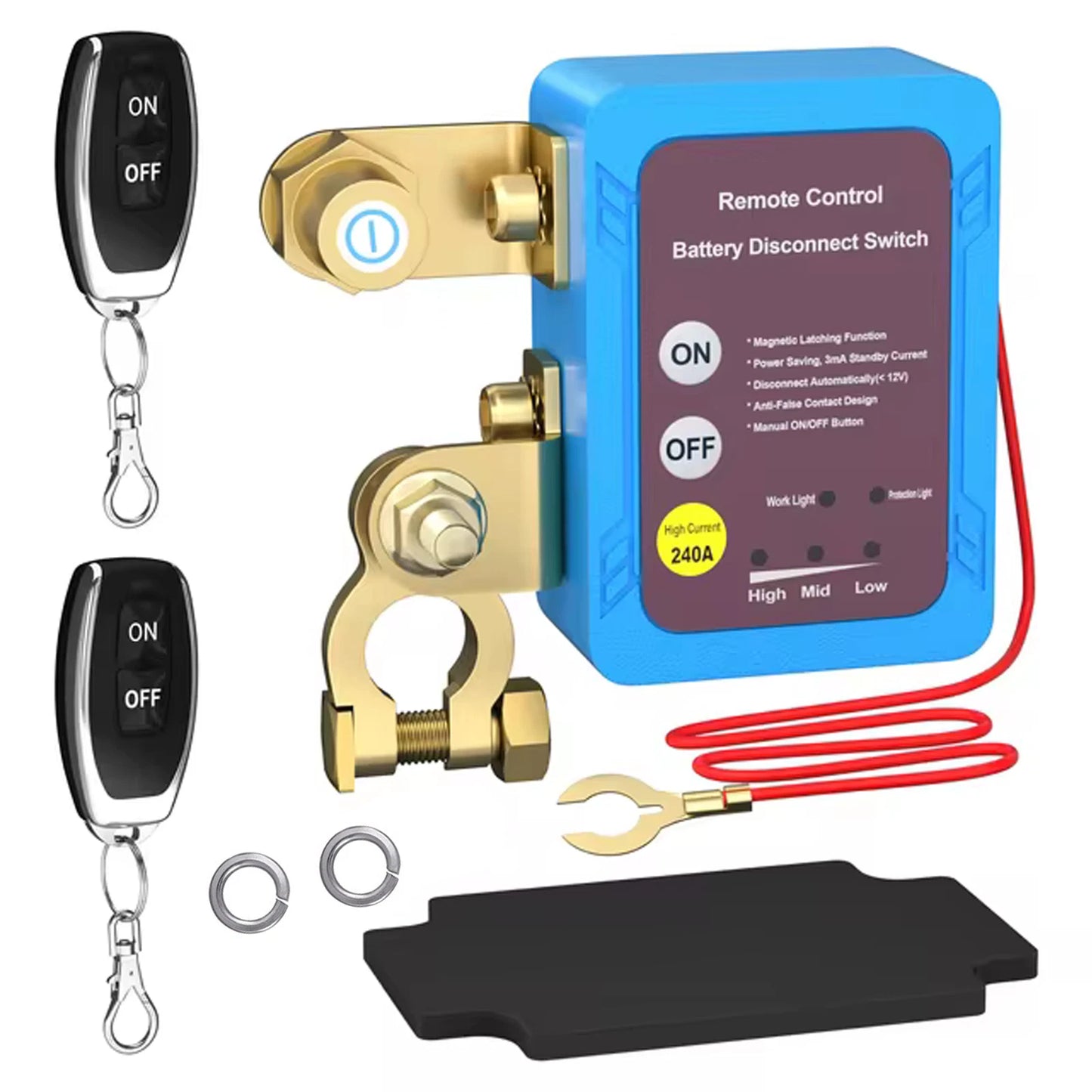Car Remote Battery Disconnect Switch 12V 240A Battery Kill Switch Auto RVs ATVs