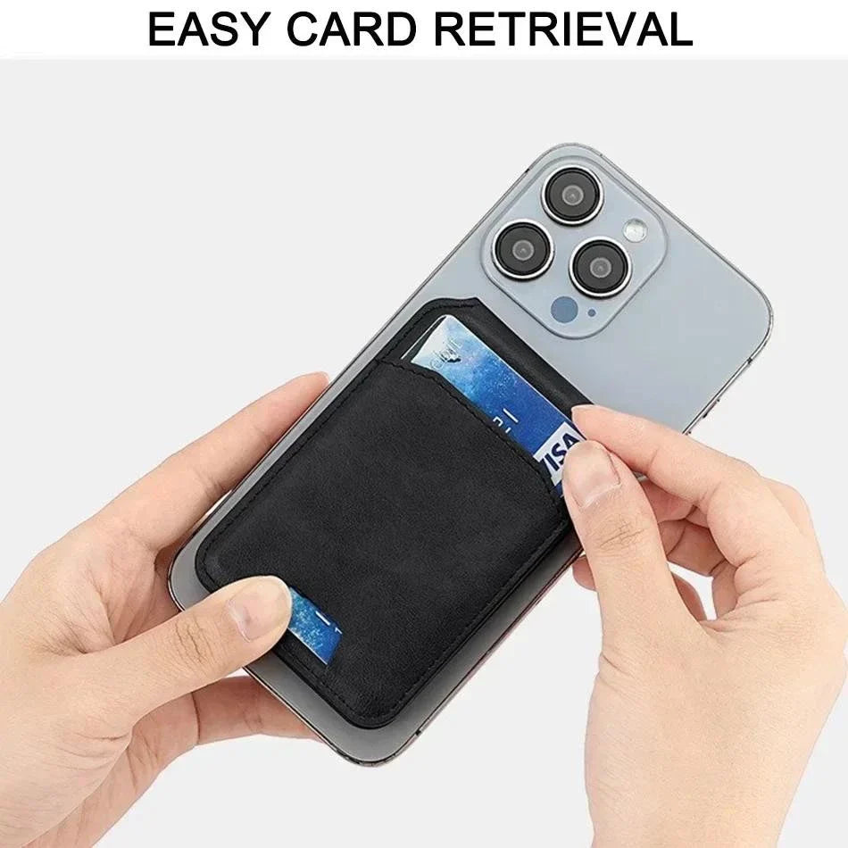 Leather Magnetic Credit Card Wallet for MagSafe RFID Blocking